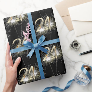 Papier Cadeau 21e anniversaire Sparklers en noir