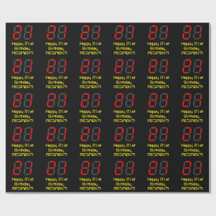 Papier Cadeau 21e anniversaire : Style de montre numérique rouge
