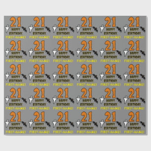 Papier Cadeau 21e anniversaire : Thème d'Halloween Éffrayant, No