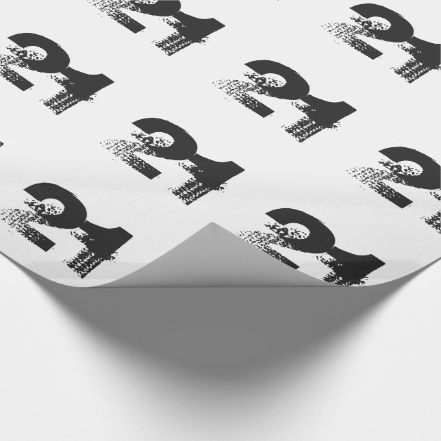Papier Cadeau 21ème anniversaire pour n'importe qui, noir sur le (Coin)