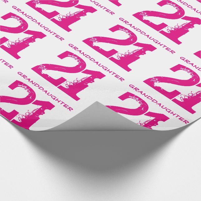 Papier Cadeau 21ème Petite-fille d'anniversaire, texte rose sur (Coin)