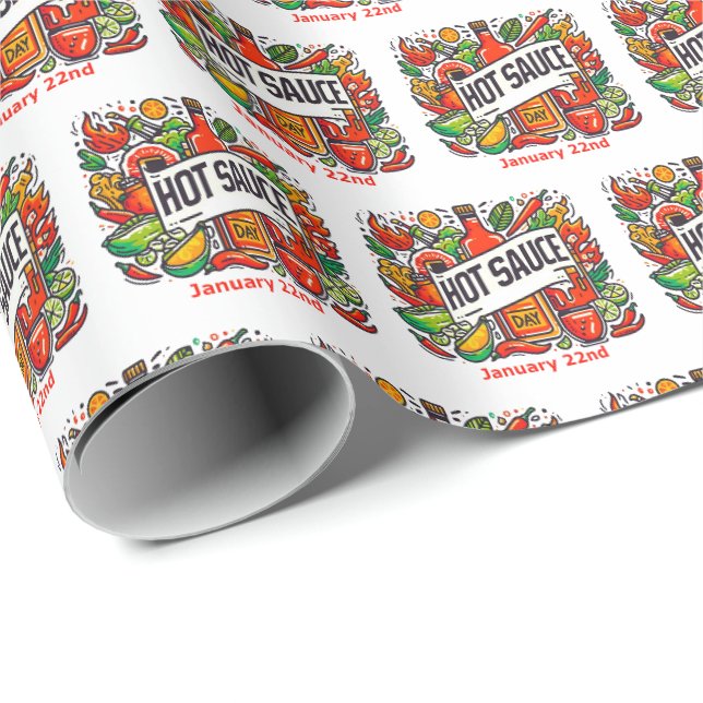 Papier Cadeau 22 janvier - Journée de la sauce chaude (Coin rond)