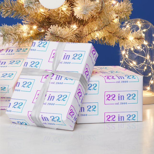 Papier Cadeau 22e anniversaire 22 EN 22 est 2000 Dégradé (Vacances)