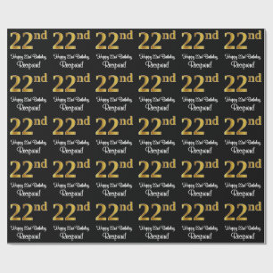 Papier Cadeau 22e anniversaire : Elégant luxe Faux Gold Look #