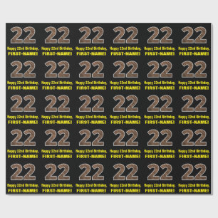 Papier Cadeau 22e anniversaire : Nom et Faux Motif du grain de b