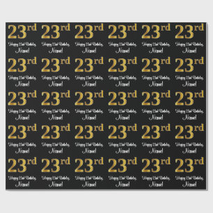 Papier Cadeau 23e anniversaire : Elégant luxe Faux Gold Look #