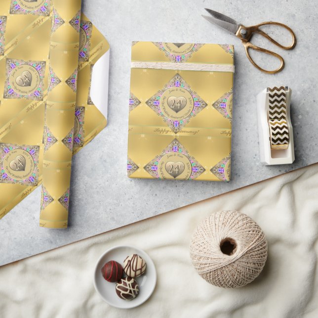 Papier Cadeau 24e anniversaire Opal papier d'emballage (Artisanat)