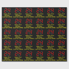 Papier Cadeau 24ème anniversaire : Rouge Digital Horloge Style "
