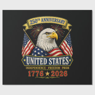 Papier Cadeau 250e anniversaire USA 4 juillet Patriotique