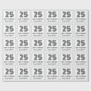 Papier Cadeau 25e anniversaire : Art Déco Style inspiré "25" + N