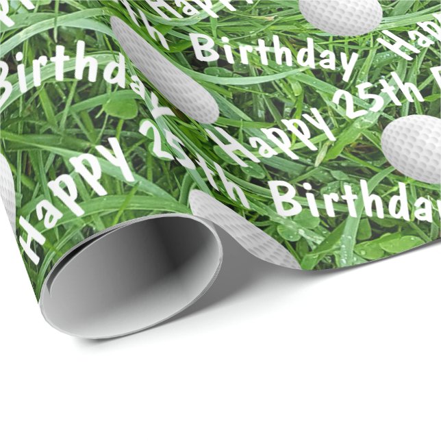 Papier Cadeau 25e anniversaire Ballons de golf sur papier d'enve (Coin rond)