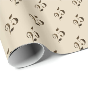 Papier Cadeau 25e anniversaire Beige Gold Numéro 25