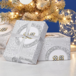 Papier Cadeau 25e anniversaire de luxe Happy Silver
