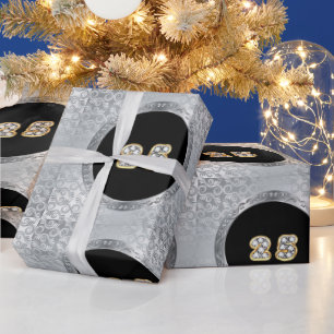Papier Cadeau 25e anniversaire de luxe Happy Silver