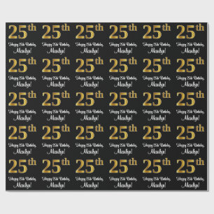 Papier Cadeau 25e anniversaire : Elégant luxe Faux Gold Look #