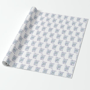 Papier Cadeau 25e anniversaire en bleu et en argent