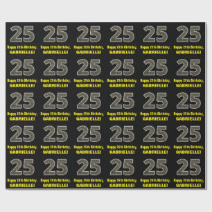 Papier Cadeau 25e anniversaire : Nom et Faux Motif de grains de 