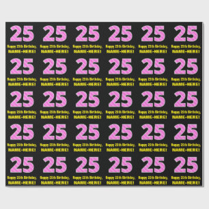 Papier Cadeau 25e anniversaire : Pink Stripes and Hearts "25" +
