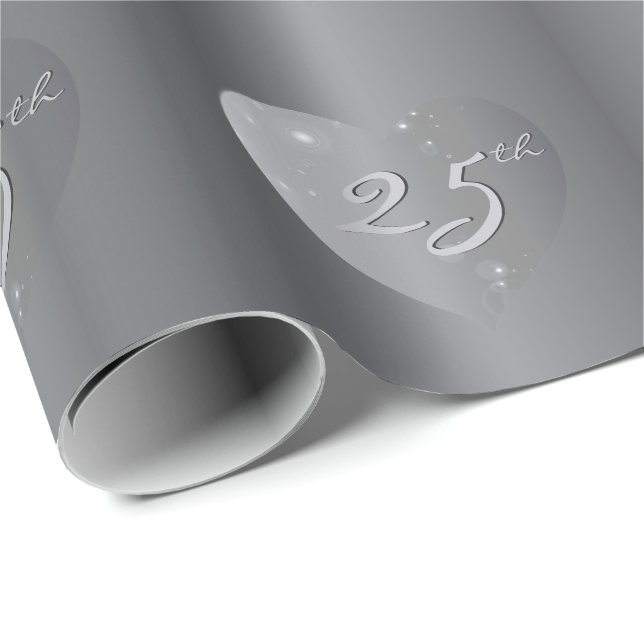Papier Cadeau 25e/Tout Anniversaire Papier d'enveloppement des C (Coin rond)