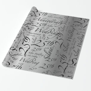 Papier Cadeau 25ème anniversaire de noces d'argent