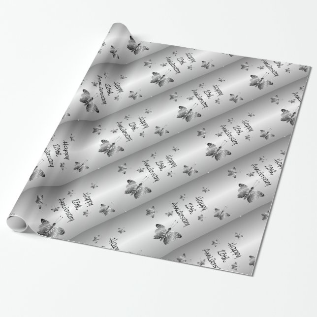 Papier Cadeau 25ème Anniversaire de noces d'argent (Déroulé)