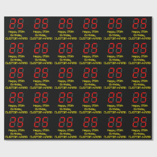 Papier Cadeau 25ème anniversaire : Rouge Digital Horloge Style "