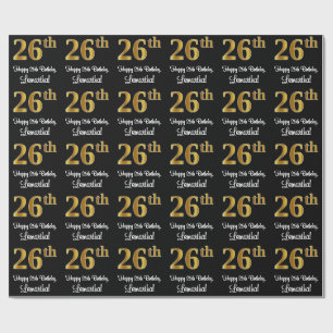 Papier Cadeau 26e anniversaire : Elégant luxe Faux Gold Look #