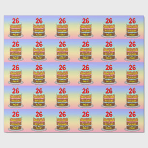 Papier Cadeau 26e anniversaire : Gâteau et bougies amusants + No