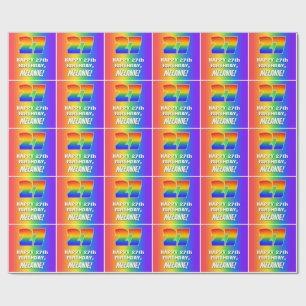 Papier Cadeau 27e anniversaire : coloré, amusant Motif arc-en-ci