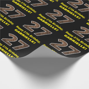 Papier Cadeau 27e anniversaire : Nom et Faux Motif de grains de 