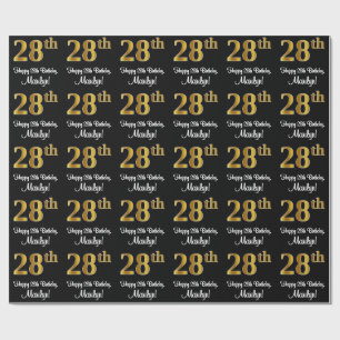 Papier Cadeau 28e anniversaire : Elégant luxe Faux Gold Look #