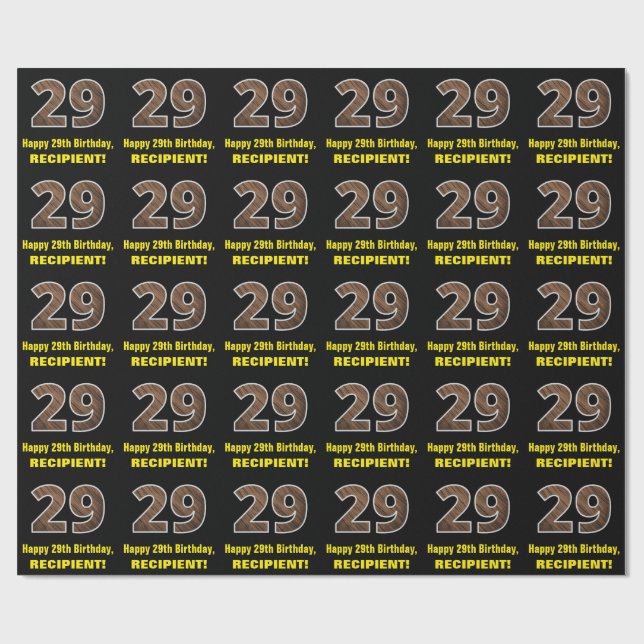 Papier Cadeau 29e anniversaire : Nom et Faux Motif de grains de  (Plat)