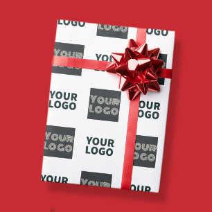 Papier Cadeau 2 Logos Simple Logo Répétitif   Blanc