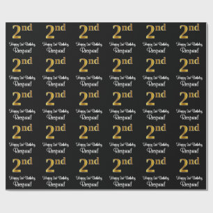 Papier Cadeau 2e anniversaire : Elégant look luxe Faux Gold #