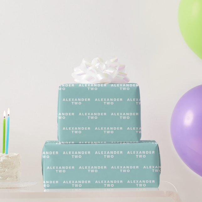 Papier Cadeau 2e anniversaire mignon Boho bleu enfants Motif (Cadeaux de fête)