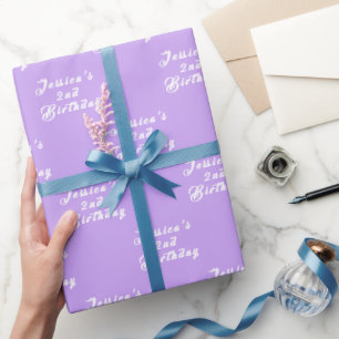 Papier Cadeau 2e anniversaire mignonne fille violet simple fille