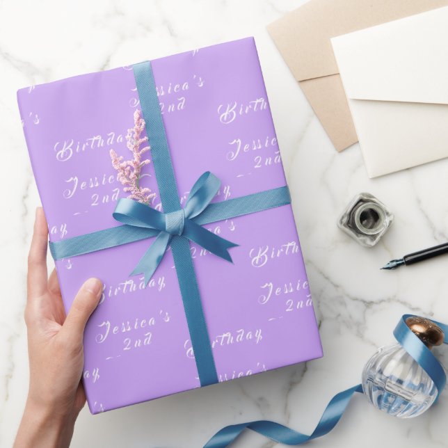 Papier Cadeau 2e anniversaire mignonne fille violet simple fille (Cadeaux)