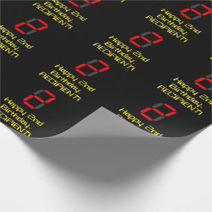 Papier Cadeau 2e anniversaire : Style d'horloge numérique rouge