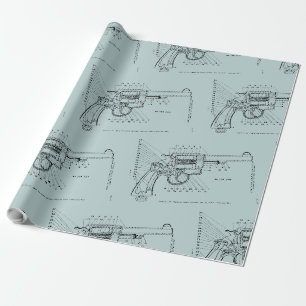 Papier Cadeau 2ÈME GUERRE MONDIALE revolver de pistolet de cali