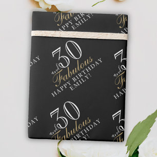 Papier Cadeau 30 ans et Fabuleux Élégant 30e anniversaire noir