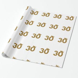 Papier Cadeau 30 Couronne d'or - 30e cadeau d'anniversaire