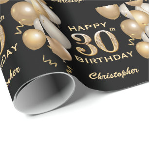 Papier Cadeau 30e anniversaire Ballons de Parties scintillant no