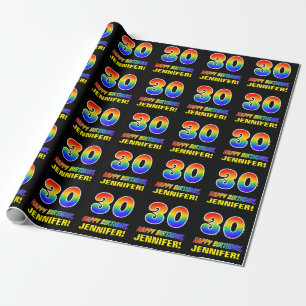 Papier Cadeau 30e anniversaire : Bold, amusant, simple, Arc-en-c