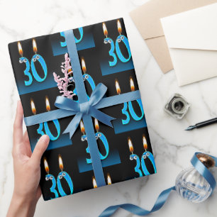 Papier Cadeau 30e anniversaire bougies avec boules d'yeux