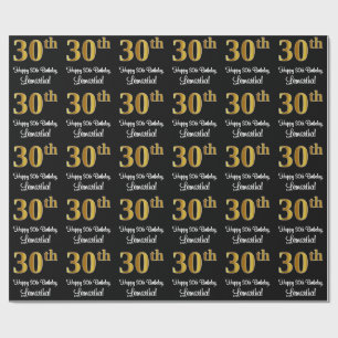Papier Cadeau 30e anniversaire : Elégant Luxueux Faux Gold Look
