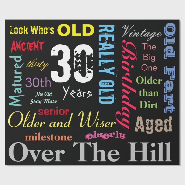 Papier Cadeau 30e anniversaire heureux dans un grand graffiti (Plat)