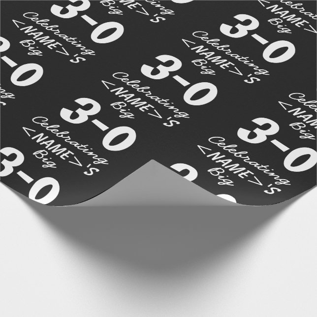 Papier Cadeau 30e anniversaire noir blanc enveloppement cadeau p (Coin)