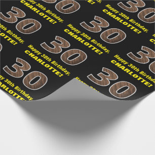 Papier Cadeau 30e anniversaire : Nom et Faux Motif de grains de