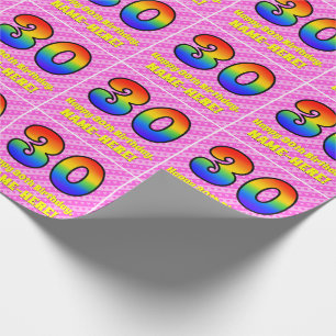 Papier Cadeau 30e anniversaire : Pink Stripes & Hearts, Rainbow 