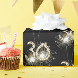 Papier Cadeau 30e anniversaire Sparklers en noir